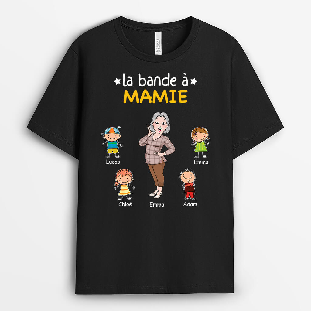 2730AFR1 la bande de mamie qui danse avec dessin des petits enfants t shirt pour mamie original