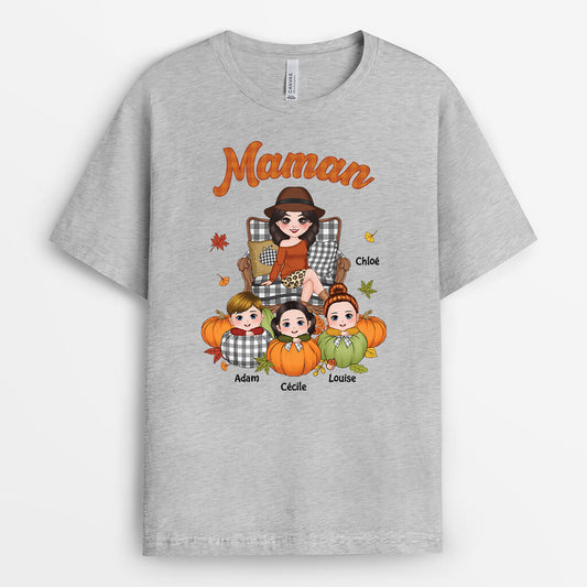 2734AFR2 mamie version lautomne avec citrouilles  t shirt pour mamie personnalise