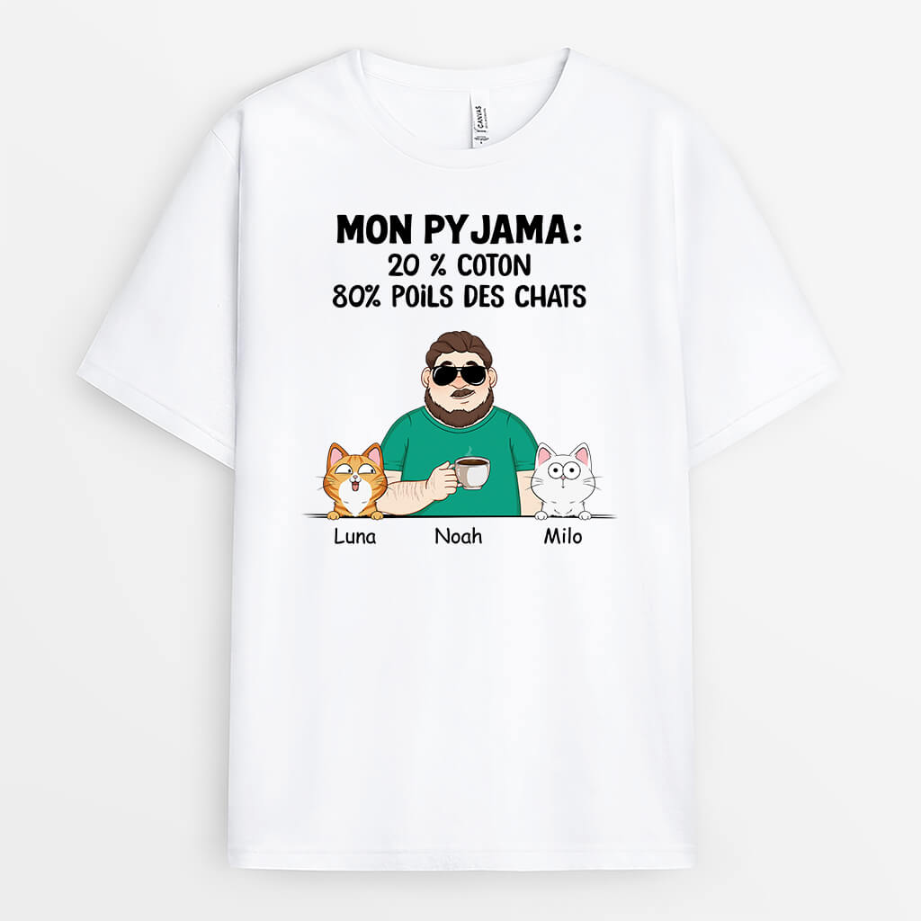 2735AFR1 mon pyjama avec 80_ chat version claire t shirt chat personnalisable