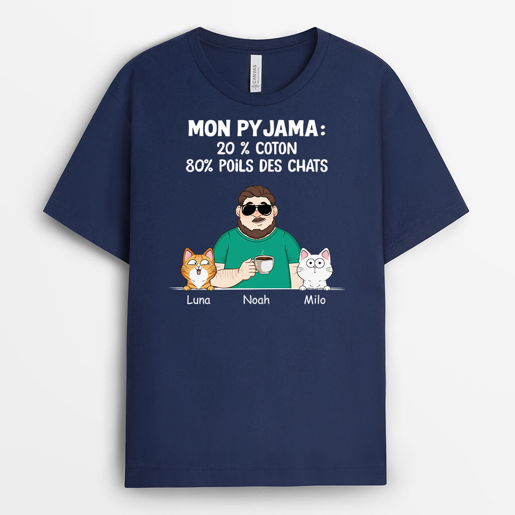 2735AFR1 mon pyjama avec 80_ chat version sombre t shirt chat personnalisable