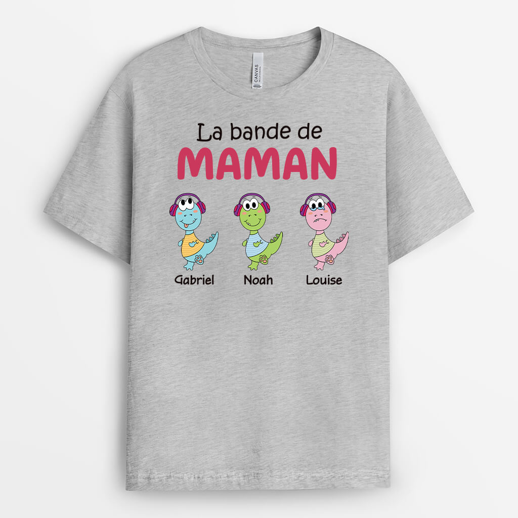 2736FR2 la bande a papa papy version petits dinosaures colores t shirt personnalise pour papa et papy