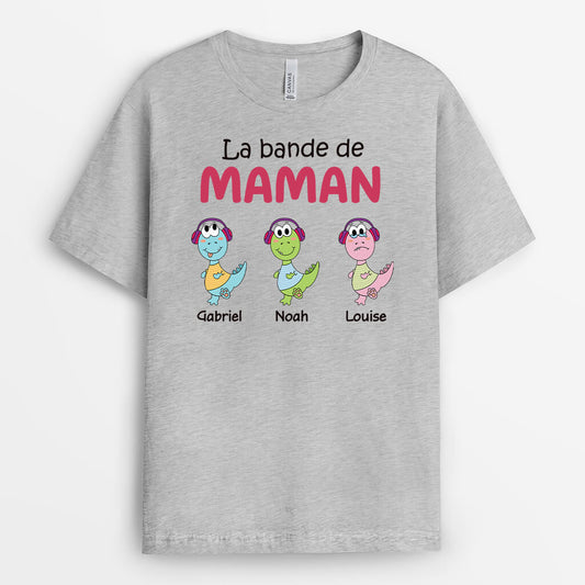 2736FR2 la bande a papa papy version petits dinosaures colores t shirt personnalise pour papa et papy