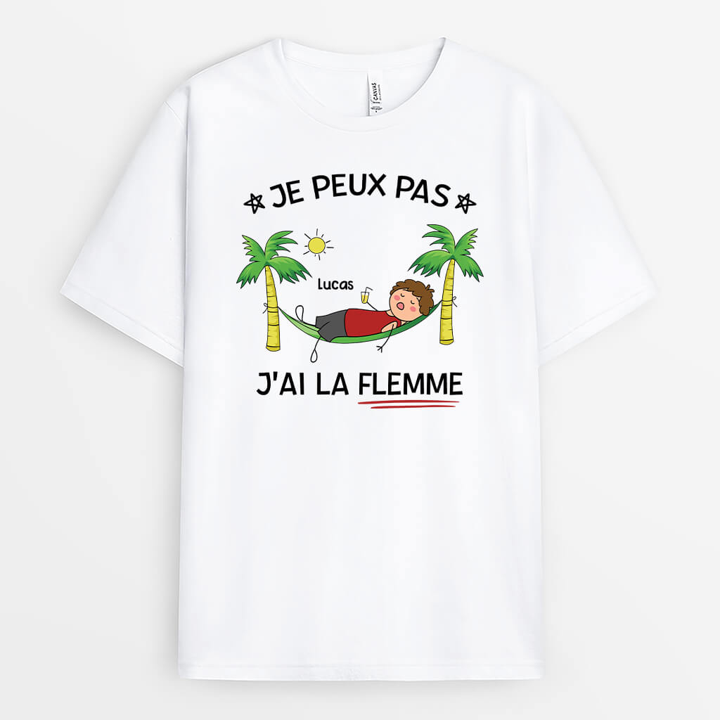 2737AFR1 jai la flemme version homme  t shirt homme personnalise humour