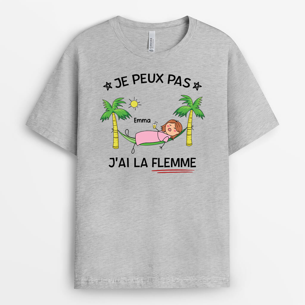 2737AFR2 jai la flemme version homme  t shirt homme personnalise humour