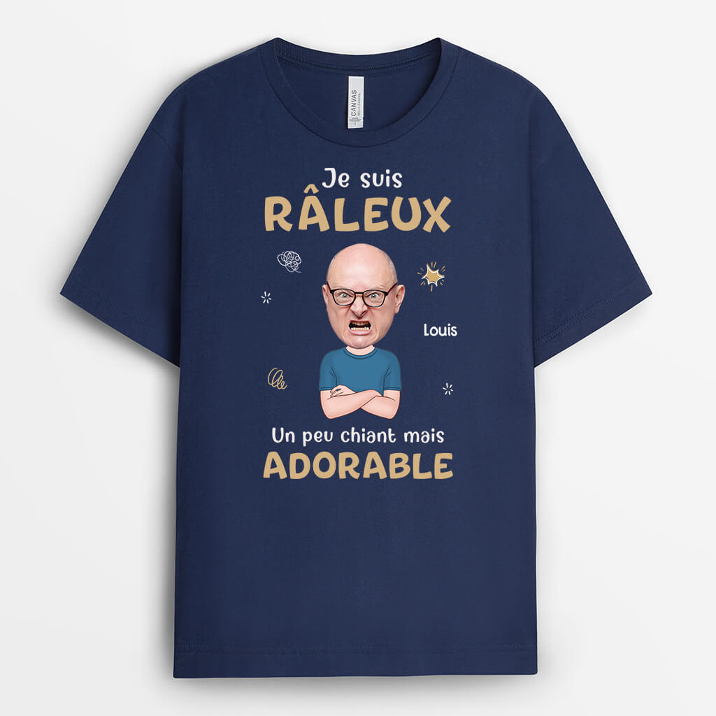 2740AFR1 je suis raleux mais adorable  t shirt humour personnalise pour homme