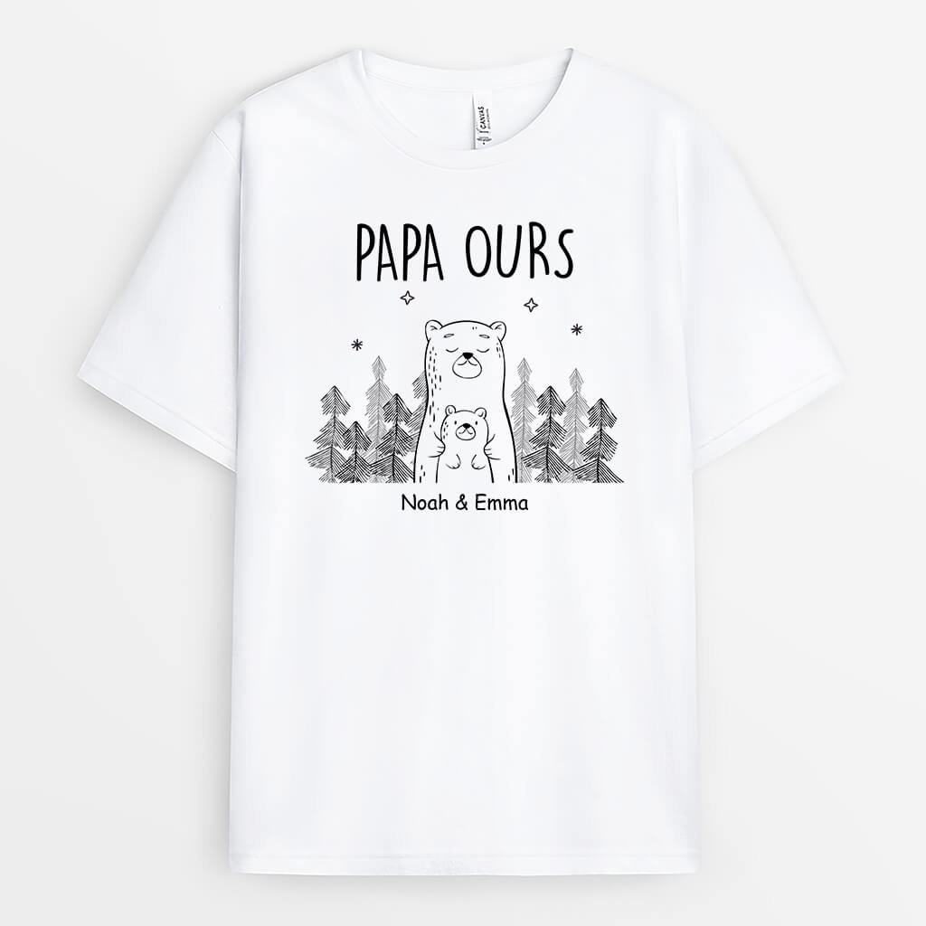 2745AFR1 papa ours simple t shirt original pour papa