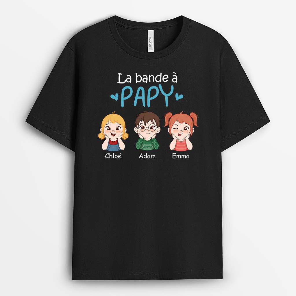 2747AFR1 la bande a papa papy version bleu t shirt personnalise famille pour homme