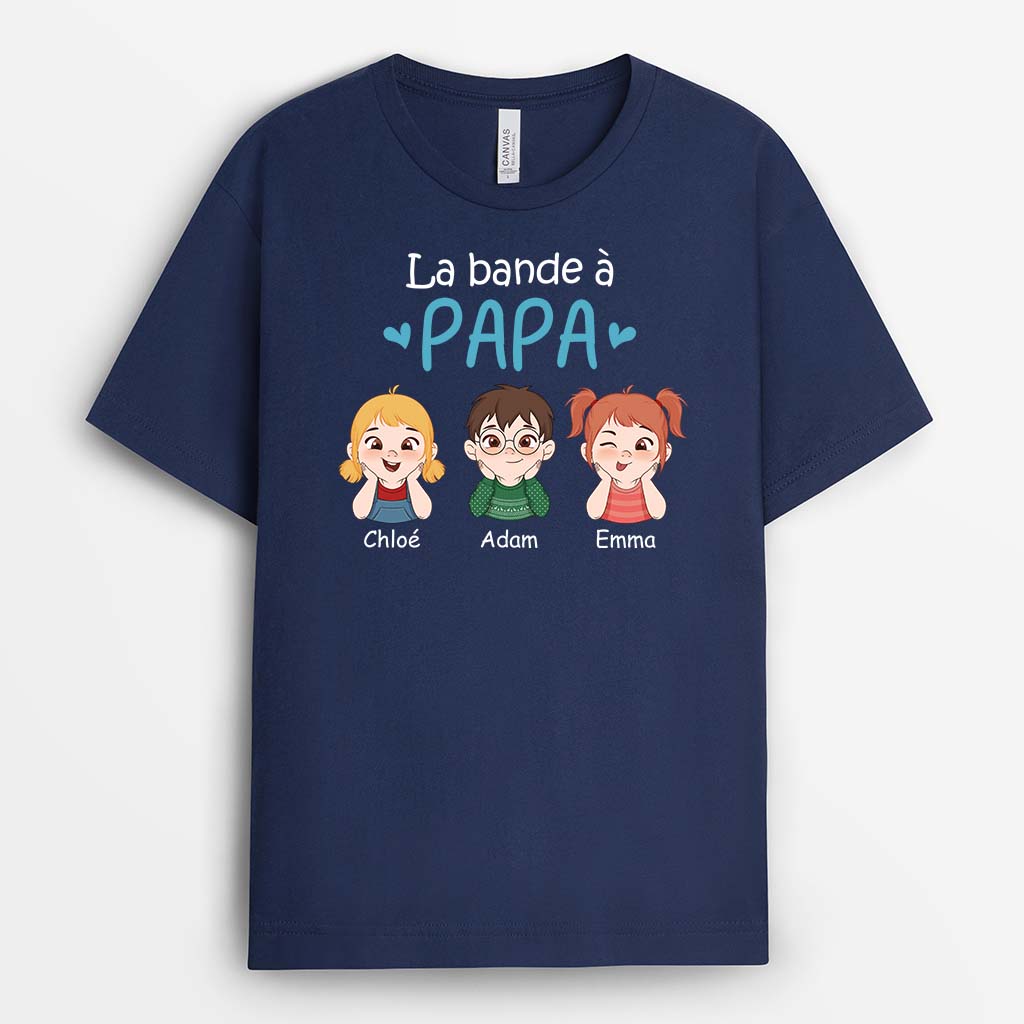 2747AFR2 la bande a papa papy version bleu t shirt personnalise famille pour homme