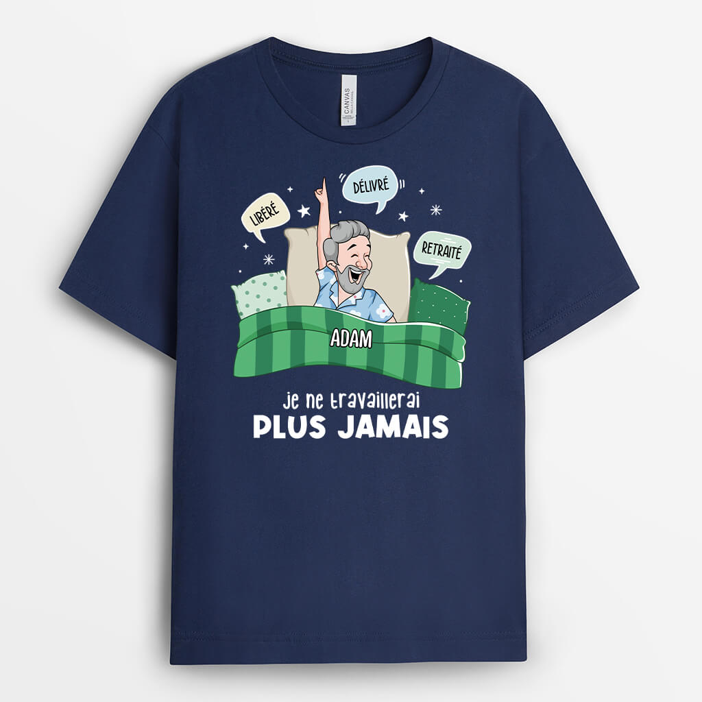 2750AFR2 je ne traivaillerai plus jamais version femme au lit t shirt retraite femme personnalise