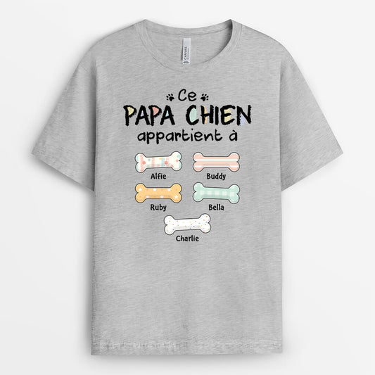 2752AFR2 ce maman papa chien appartient a avec os de chien pastel t shirt original avec chien