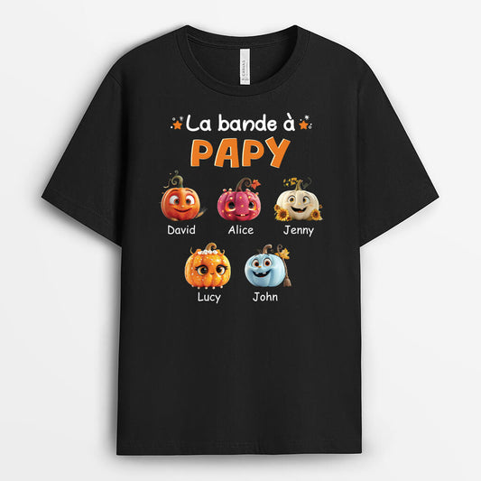 2762AFR1 la bande a papa papy version citrouilles colorees t shirt personnalisable pour papa et papy