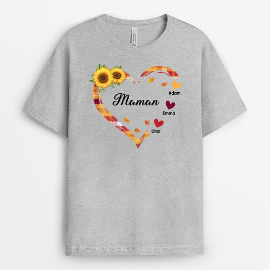 2765AFR2 maman mamie coeur version tournesol t shirt femme personnalisable