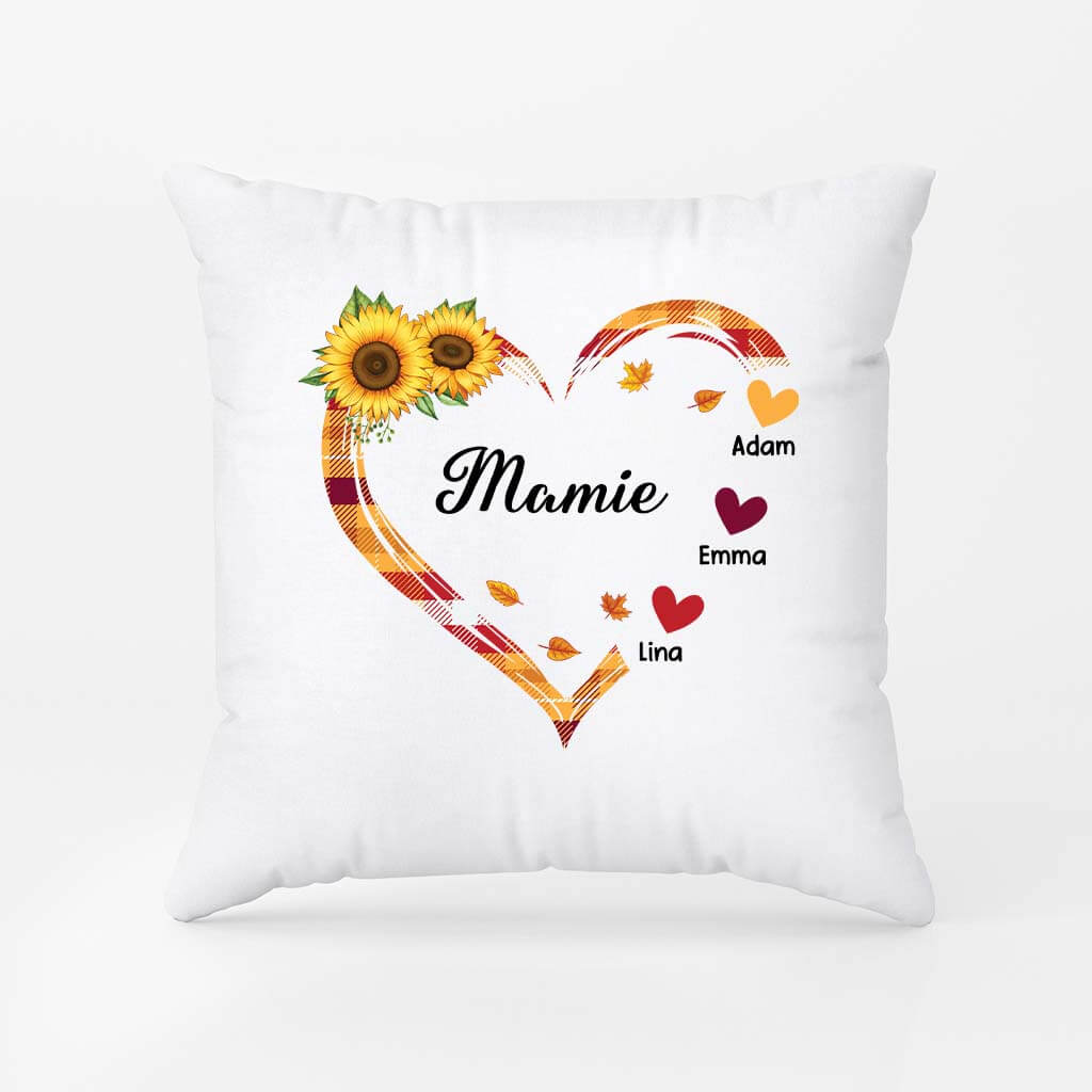 2765PFR1 maman mamie coeur version tournesol coussin femme personnalisable