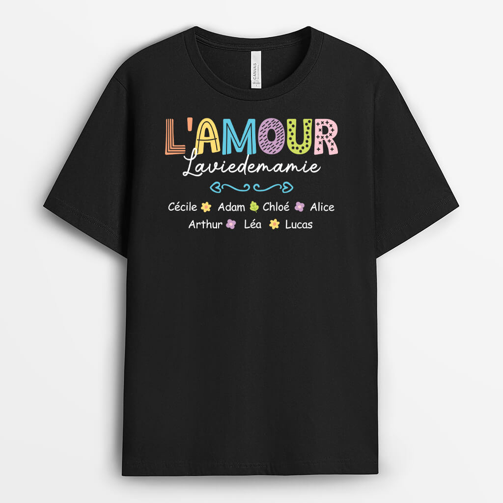 2770AFR1 la vie de mamie version dessins de fleurs colores teeshirt mamie original