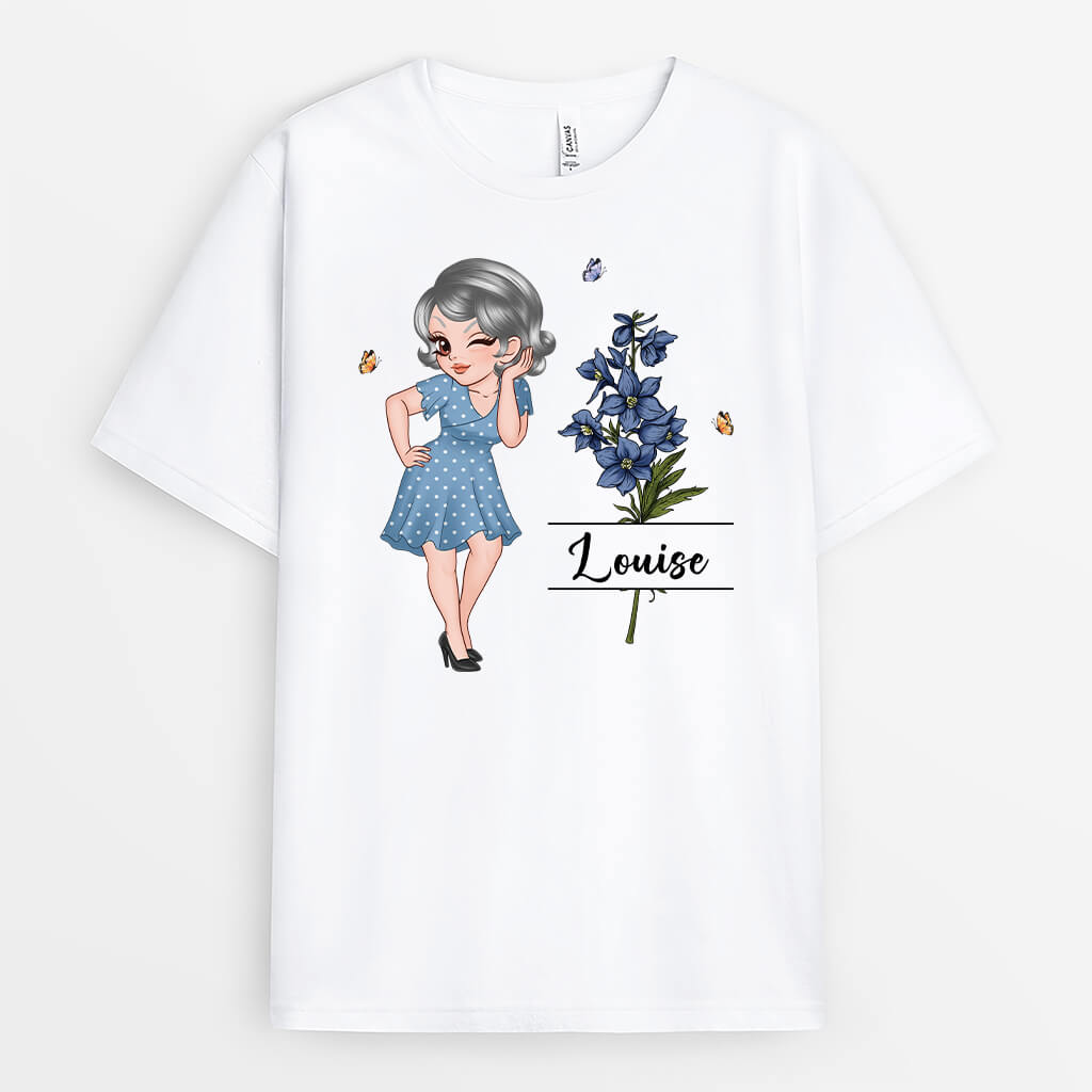 2776AFR1 femme charmante avec fleurs tee shirt femme personnalise