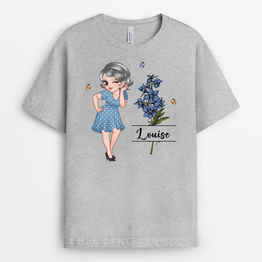 2776AFR2 femme charmante avec fleurs tee shirt femme personnalise