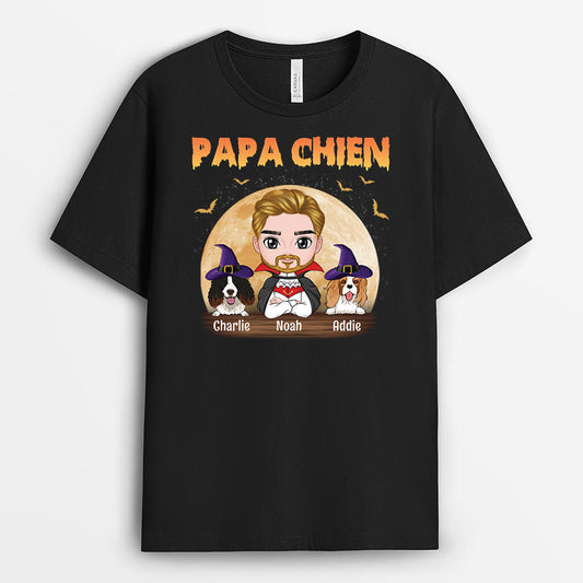 2777AFR1 papa chien version halloween t shirt personnalise avec chien pour halloween