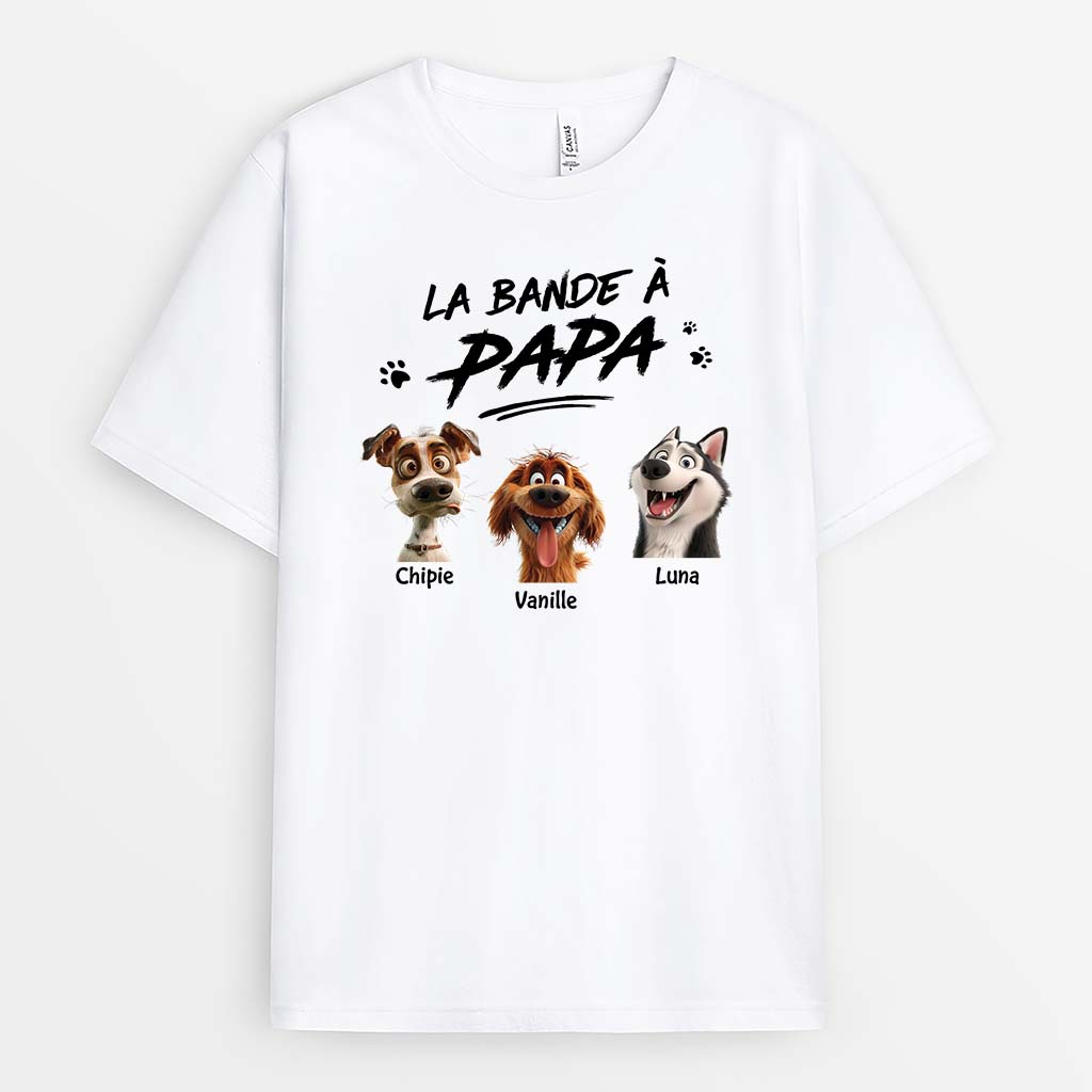 2788AFR1 la bande a papy version chiens fous t shirt personnalise avec chien pour papy