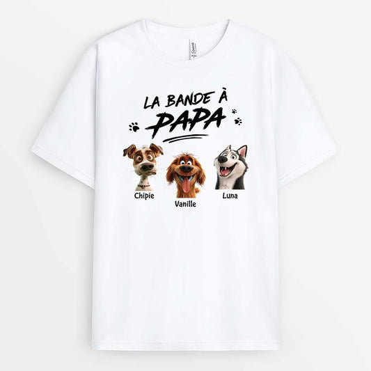 2788AFR1 la bande a papy version chiens fous t shirt personnalise avec chien pour papy