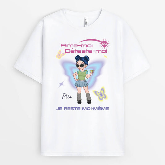 2791AFR1 aime moi ou deteste moi t shirt personnalisable femme