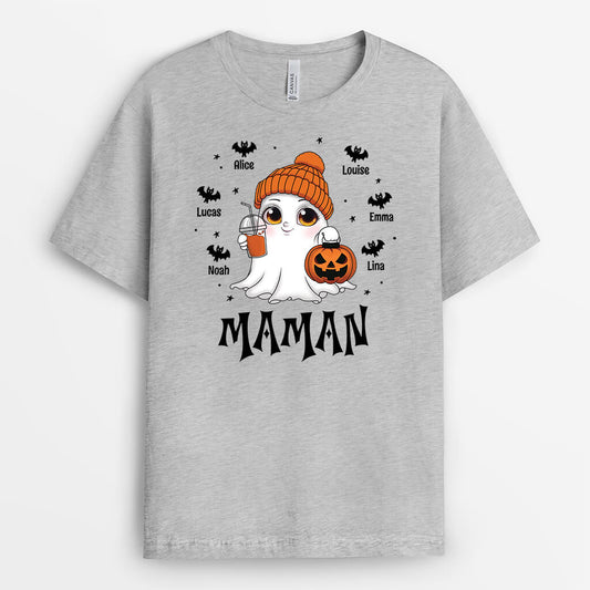 2792AFR2 mamie fantome et ses petits battes tee shirt mamie personnalise pour halloween