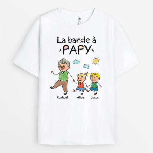 2793AFR1 la bande a papy version dessin au crayon de couleur tee shirt papy personnalisable