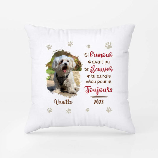 2800PFR1 si lamour avait pu te sauver souvenir chien decede coussin personnalise avec chien