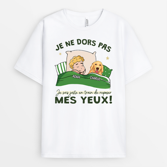 2811AFR1 je ne dors pas version chien t shirt personnalise humour avec chien