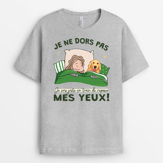 2811AFR2 je ne dors pas version chien t shirt personnalise humour avec chien