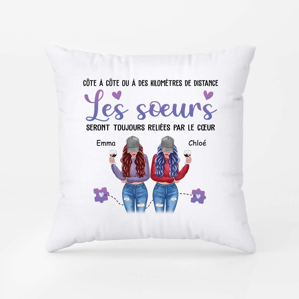 2822PFR1 les soeurs seront toujours reliees par le coeur coussin meilleure amie personnalise