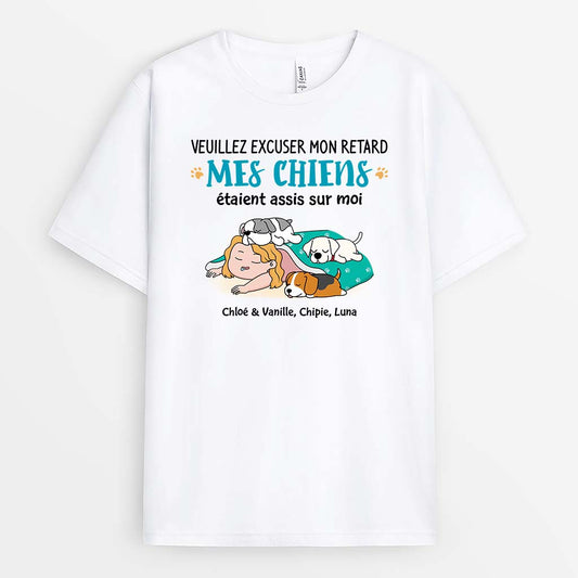 2827AFR1 mes chats etaient assis sur moi t shirt motif chien personnalise