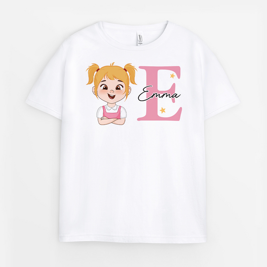 2830AFR1 enfant avec lettre t shirt pour enfant personnalise