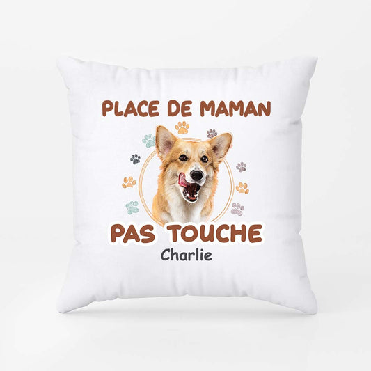 2833PFR1 place de maman pas touche version chien coussin chien personnalisable