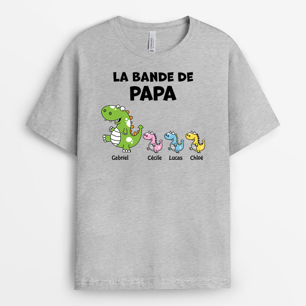 2837AFR1 la bande a papa version dessin de dinosaures colores tee shirt personnalise papa