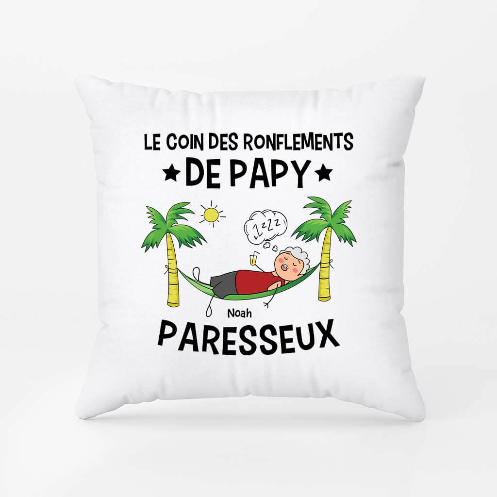 2844PFR1 le coin des ronflements de papa paresseux coussin pour papa personnalise