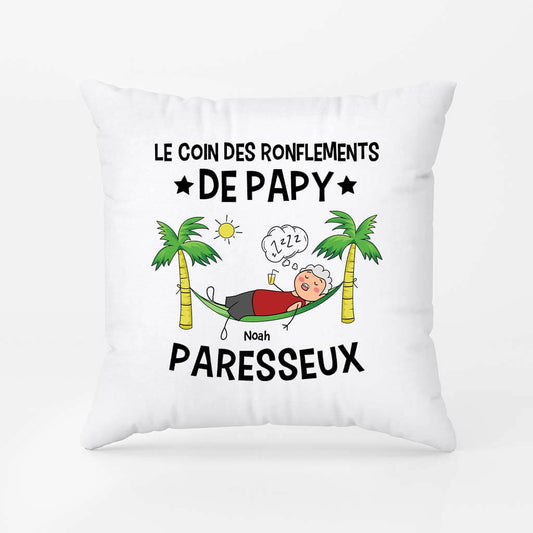 2844PFR1 le coin des ronflements de papa paresseux coussin pour papa personnalise