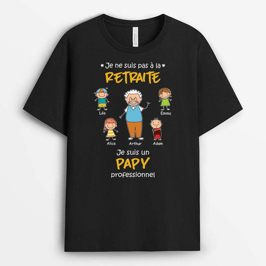 2847AFR1 je ne suis pas a la retraite version papy papa tee shirt personnalise papy