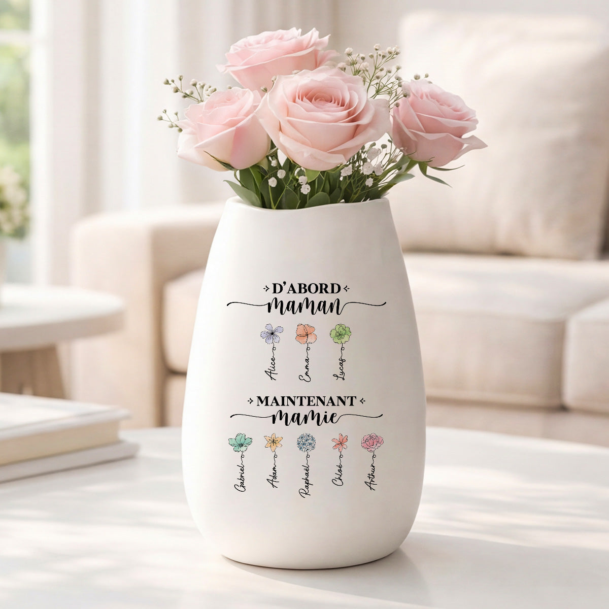 2851AFR2 vase personnalisable ceramique mate dabord maman ensuite mamie 2851aosq5a