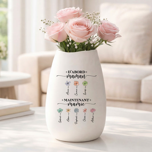 2851AFR2 vase personnalisable ceramique mate dabord maman ensuite mamie 2851aosq5a