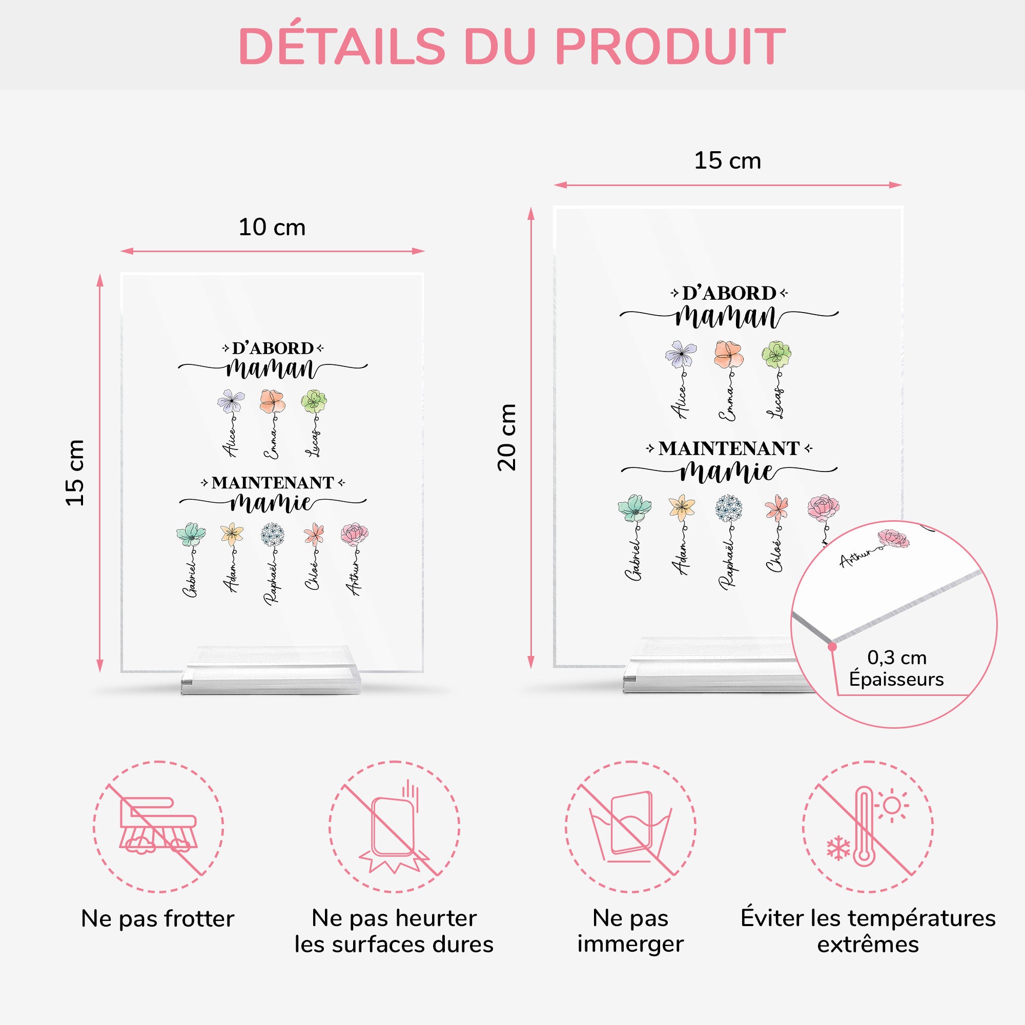 2851RFR4 cadeau dabord maman ensuite mamie plaque en acrylique personnalisee avec support 2851r8q5a