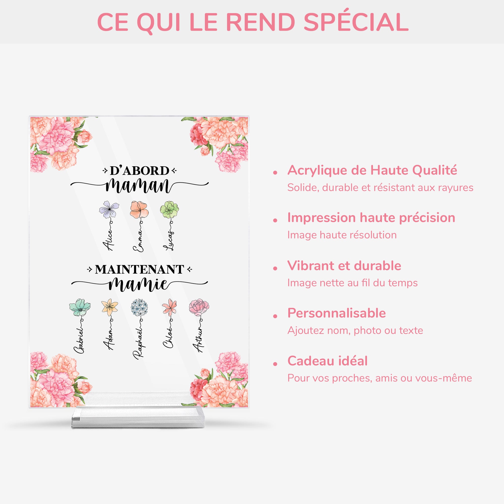 2851RFR5 cadeau dabord maman ensuite mamie plaque en acrylique personnalisee avec support 2851r8q5a