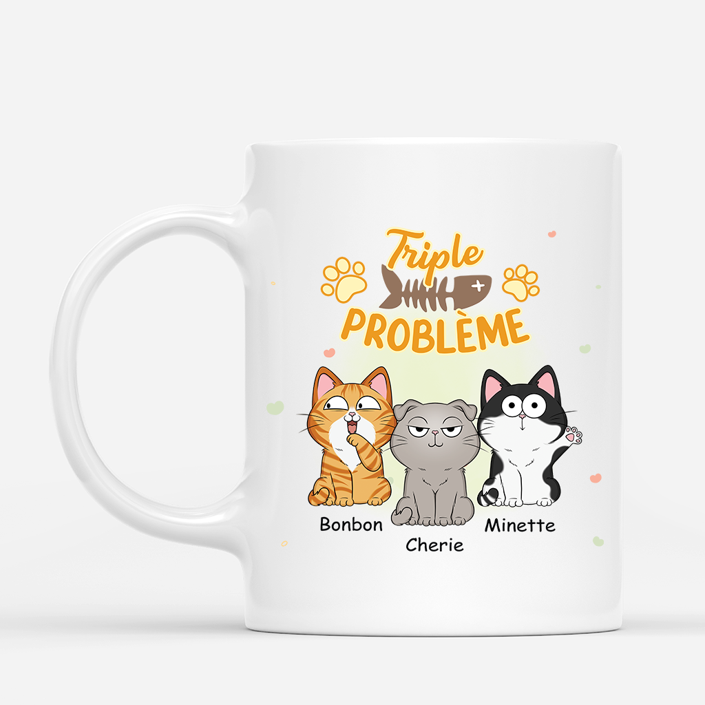 2852MFR1 mug personnalise chat trois fois plus dennuis 2852m5z8d