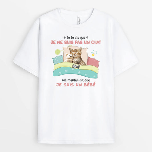 2853AFR1 je te dis que je ne suis pas un chat tee shirt avec des chats