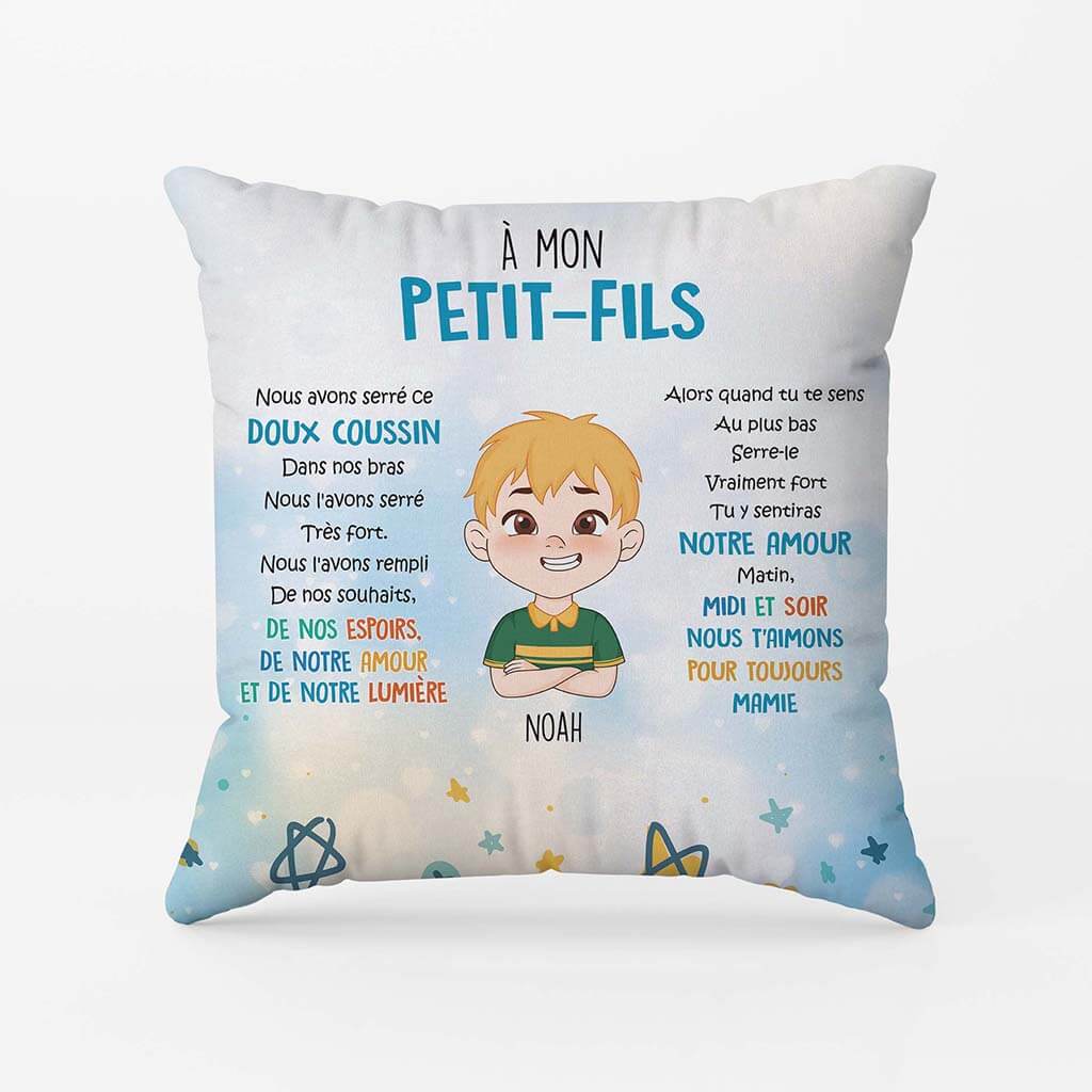 2854PFR2 nous avons serre ce doux coussin dans nos bras coussin personnalise enfant