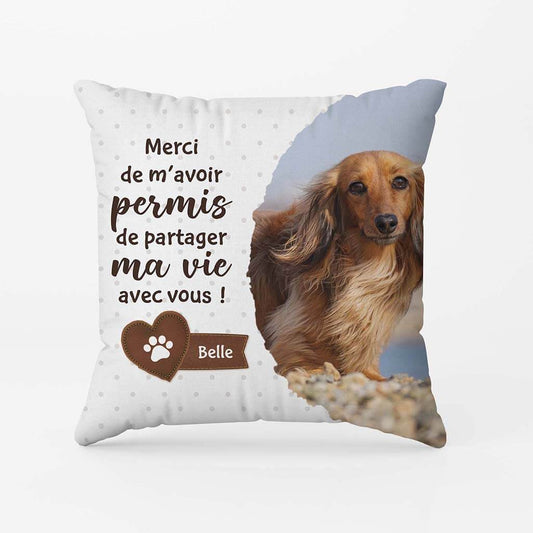 2856PFR2 merci de mavoir permis de partager ma vie avec vous version chien coussin personnalise chien