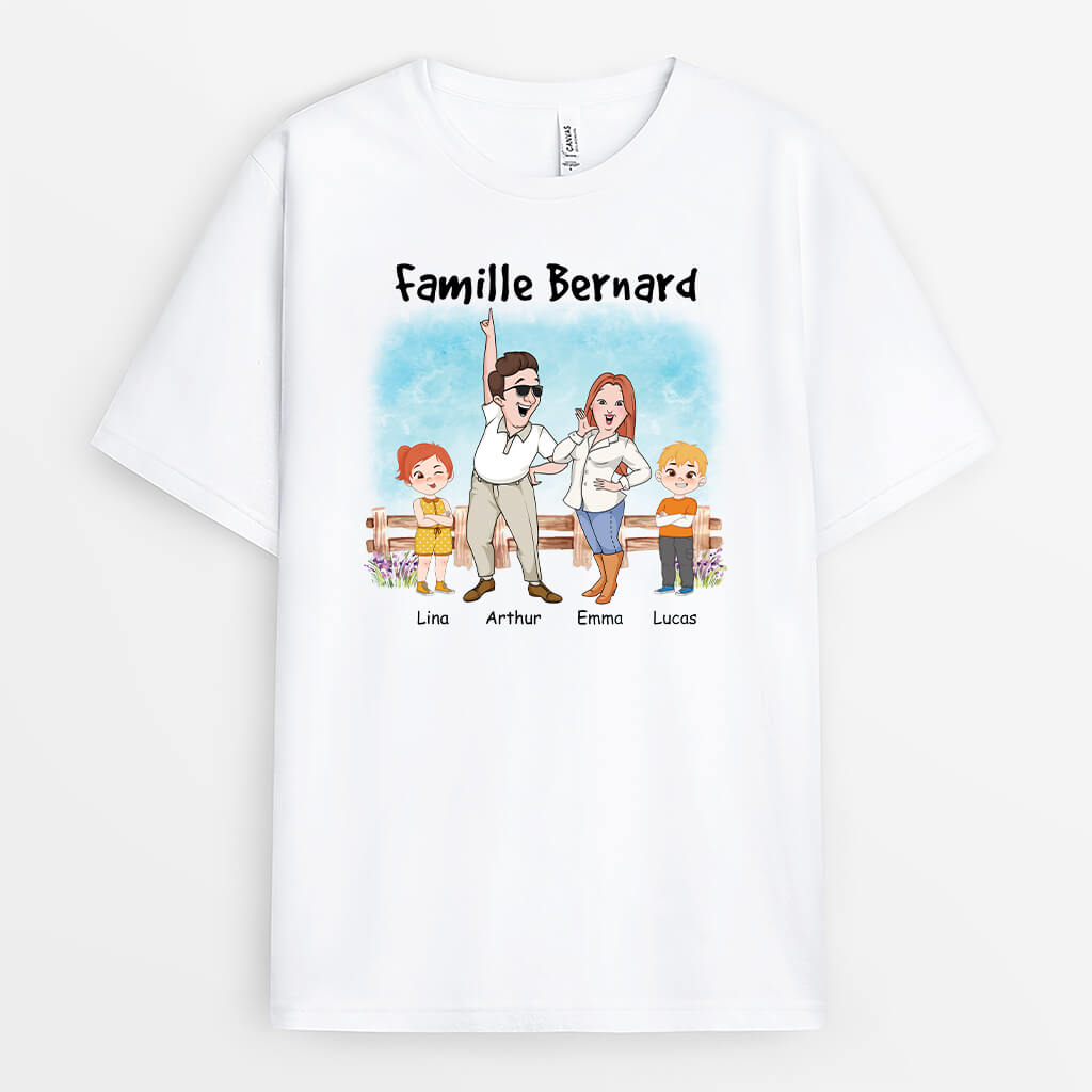 2860AFR1 famille de smith version ciel bleu tee shirt famille personnalise