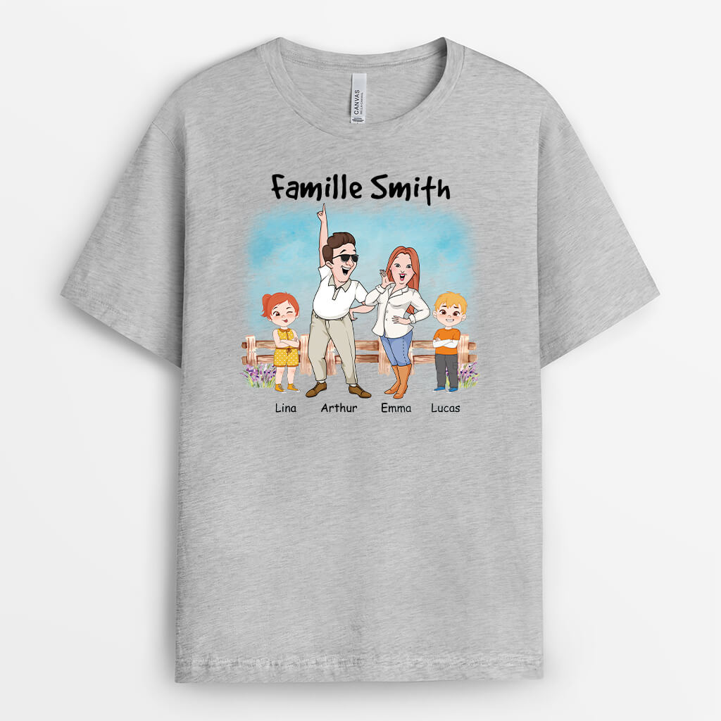 2860AFR2 famille de smith version ciel bleu tee shirt famille personnalise