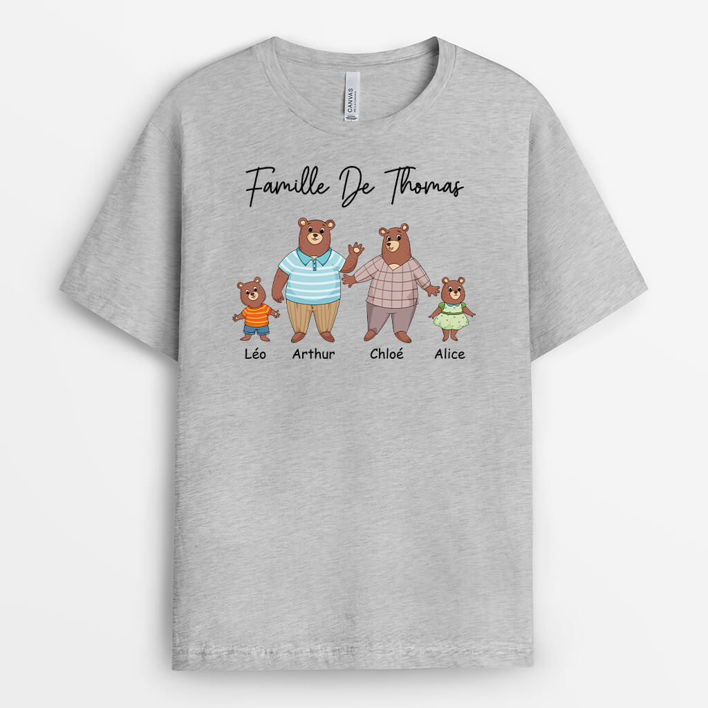 2863AFR2 famille de smith version ours mignons t shirt personnalise pour famille