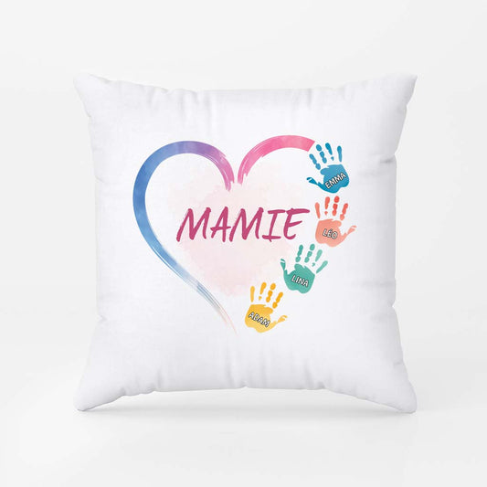 2869PFR1 mamie avec empreintes de main colorees coussin personnalise pour mamie1