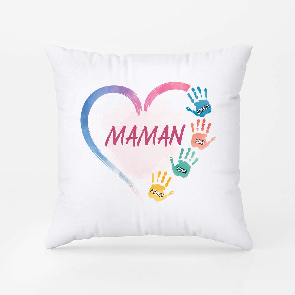 2869PFR21 mamie avec empreintes de main colorees coussin personnalise pour mamie1